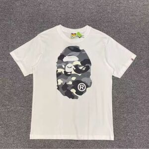 White Short Sleeve Tee with Camouflage Graphic